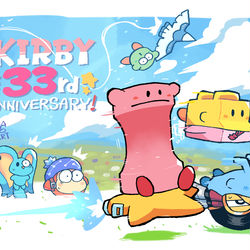 This is a pixiv picture whose title is スターリーでエアライダー【カービィ33周年】.