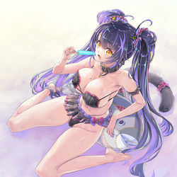 This is a pixiv picture whose title is くろいけもみみ ちゃん水着.