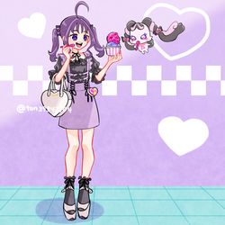 This is a pixiv picture whose title is 🖤💜🍨.