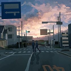 This is a pixiv picture whose title is 「朝がくる」.