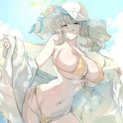 This is a pixiv picture whose title is 普段より水着の面積が小さいノノミちゃん.