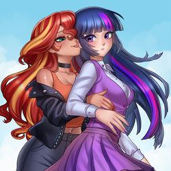 This is a pixiv picture whose title is Ear kiss Twi and Sunset.