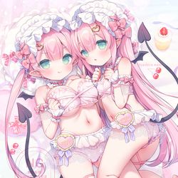 This is a pixiv picture whose title is とろあま双子さきゅばすちゃん🩷.