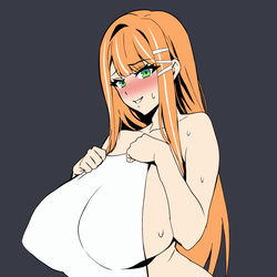 This is a pixiv picture whose title is 息抜き絵　紫雲清夏のタオル一枚男湯チャレンジ.