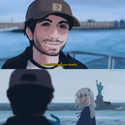 This is a pixiv picture whose title is I won't forget you buddy.