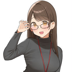 This is a pixiv picture whose title is OLちゃん「眼鏡...どうかな？？」.