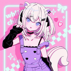 This is a pixiv picture whose title is サロペット姿のホワイトシマリス🐿️.