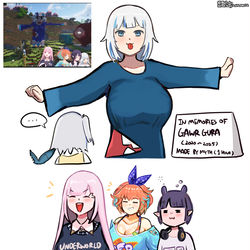 This is a pixiv picture whose title is Gura Looks Herself Built By Myth.