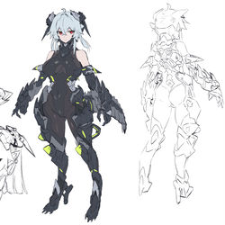 This is a pixiv picture whose title is うちのこ二面図完成予定.