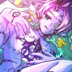 This is a pixiv picture whose title is 微睡み.