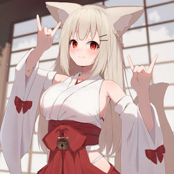 This is a pixiv picture whose title is 巫女きつねちゃん.