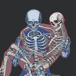 This is a pixiv picture whose title is 男女の骨格図.