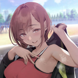 This is a pixiv picture whose title is 気になる男子が寒そうにしているとすかさずそばに行き、挟んで温め～.