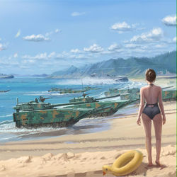 This is a pixiv picture whose title is 台湾小姐姐游泳上岸后所见.