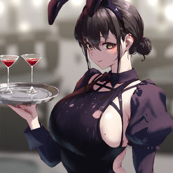 This is a pixiv picture whose title is 蠱惑の競泳バニー.