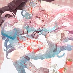 This is a pixiv picture whose title is いちごケーキ＆紅茶コーデ🍓.