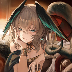 This is a pixiv picture whose title is 「ドクター、一杯飲まないか」.