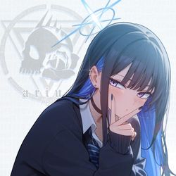 This is a pixiv picture whose title is 💙錠前サオリ(制服) 🖤.