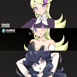 This is a pixiv picture whose title is Ace trainer x Hex maniac.