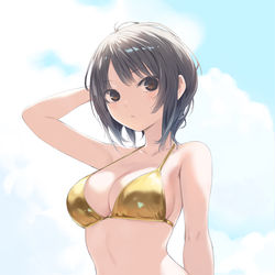 This is a pixiv picture whose title is 金ビキニ青山さん.