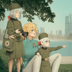 This is a pixiv picture whose title is AK-47 WITH DAUGHTERS ON VICTORY.