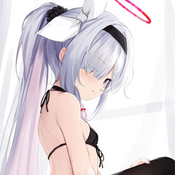 This is a pixiv picture whose title is 马尾比基尼.