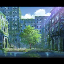 This is a pixiv picture whose title is 青色の箱庭.