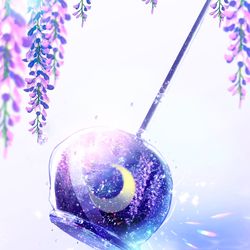 This is a pixiv picture whose title is 5月の夜空を閉じ込めた飴 フラワームーン.