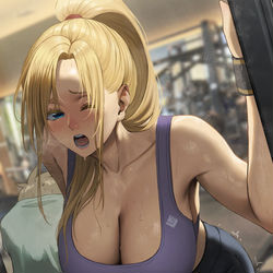 This is a pixiv picture whose title is 『追い込みが激しい嫁ティーナ』.