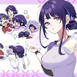 This is a pixiv picture whose title is 若ママ3女神と500歳児達.