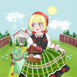 This is a pixiv picture whose title is 🧺花籠の少女の花配り🧺.