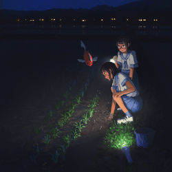 This is a pixiv picture whose title is 夜遊び.