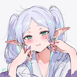 This is a pixiv picture whose title is からかわれるフリーレン.