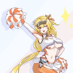This is a pixiv picture whose title is 芬妮-拉拉队服.