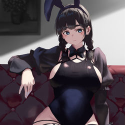 This is a pixiv picture whose title is 魅惑の競泳バニー.