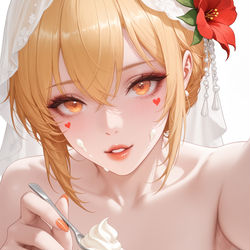 This is a pixiv picture whose title is 芬妮喂分析员吃奶油.