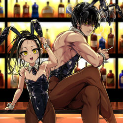 This is a pixiv picture whose title is バニ鷹純とバニ嵜光.