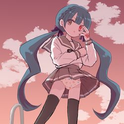 This is a pixiv picture whose title is 【リクエスト】パンチラ厨二女子.