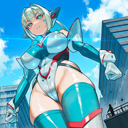 This is a pixiv picture whose title is オリキャラ巨大ヒロイン.