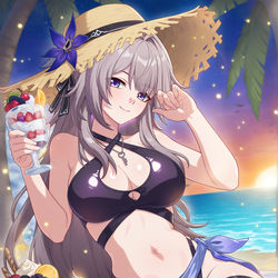 This is a pixiv picture whose title is The Herta (水着ヘルタ) 👒.