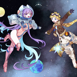 This is a pixiv picture whose title is 宇宙服コンビ.