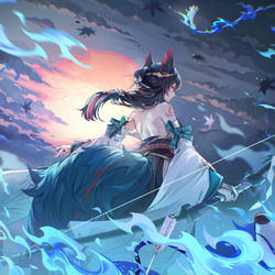 This is a pixiv picture whose title is 【仕事絵】星の翼　「破魔祓罪」稲.