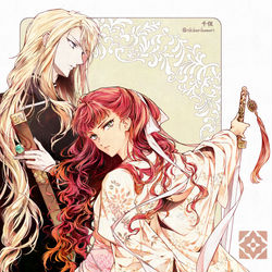 This is a pixiv picture whose title is 慶国主従.
