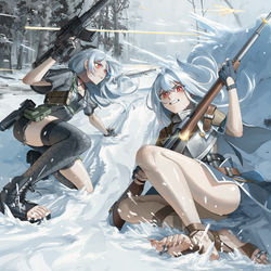 This is a pixiv picture whose title is 艾琳贝尔&炅诗泠 联动插图 Collab.