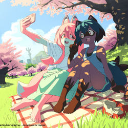 This is a pixiv picture whose title is 「公園でのんびり過ごした午後 」.