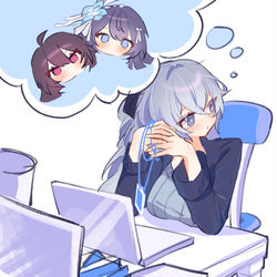 This is a pixiv picture whose title is 🐰🦋🦋 🐺.