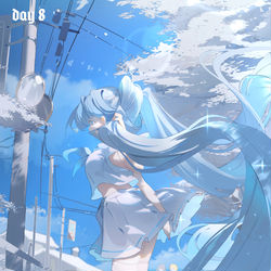 This is a pixiv picture whose title is 8/100 White Miku.