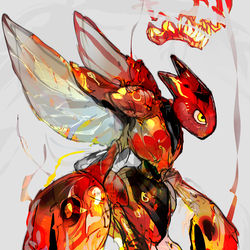 This is a pixiv picture whose title is ハッサム（炎テラスタル）.