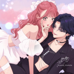 This is a pixiv picture whose title is 【創作百合】新刊表紙.