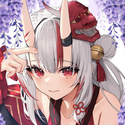 This is a pixiv picture whose title is 藤と鬼.